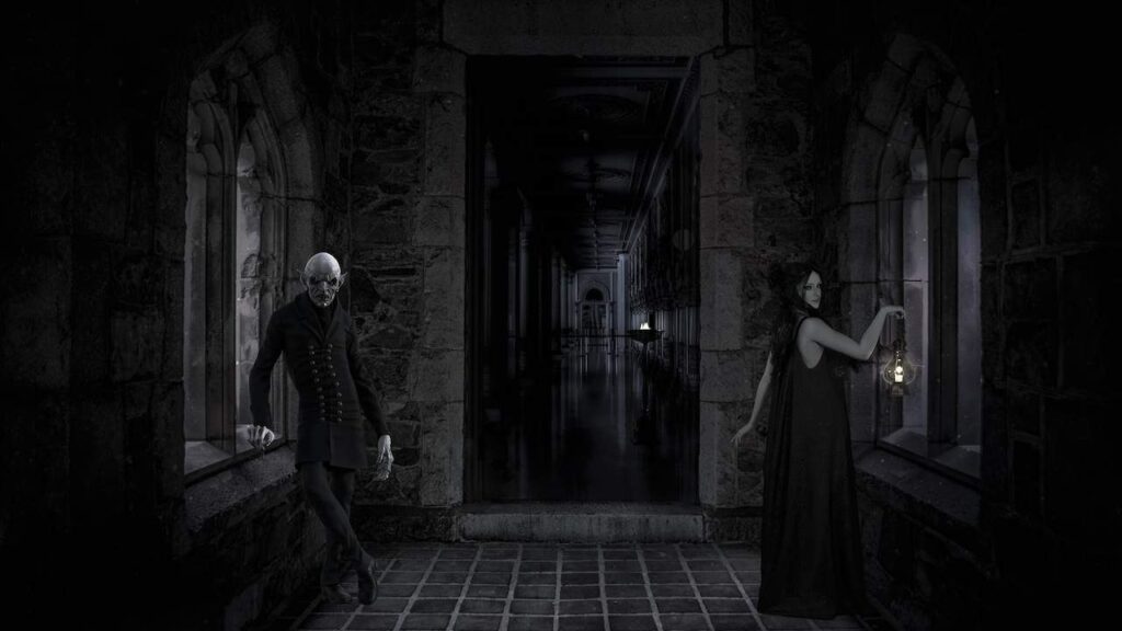 an example picture of Dracula the vampire and his lady monster destinations