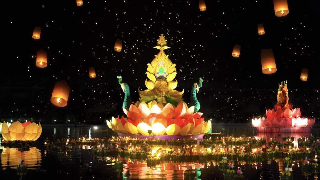 Happy Loy Krathong festival in Bangkok Thailand travel