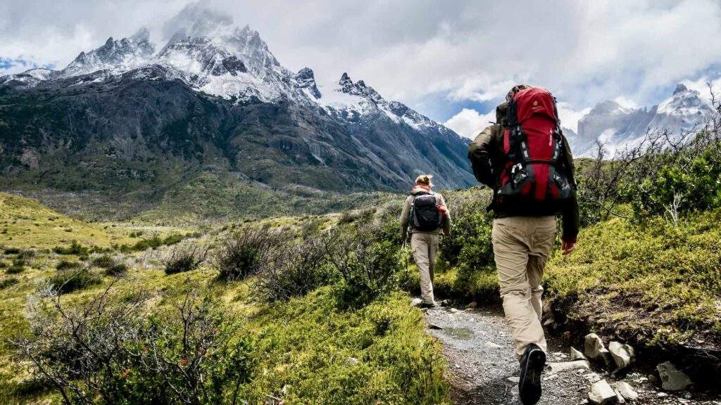 hikers on W trek, Chile with the best hiking backpacks