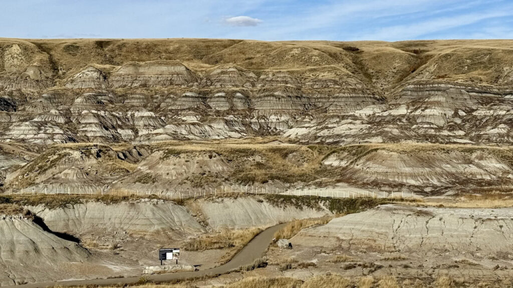 Canadian Badlands landscape viewed from the Royal Tyrrell Museum viewpoint