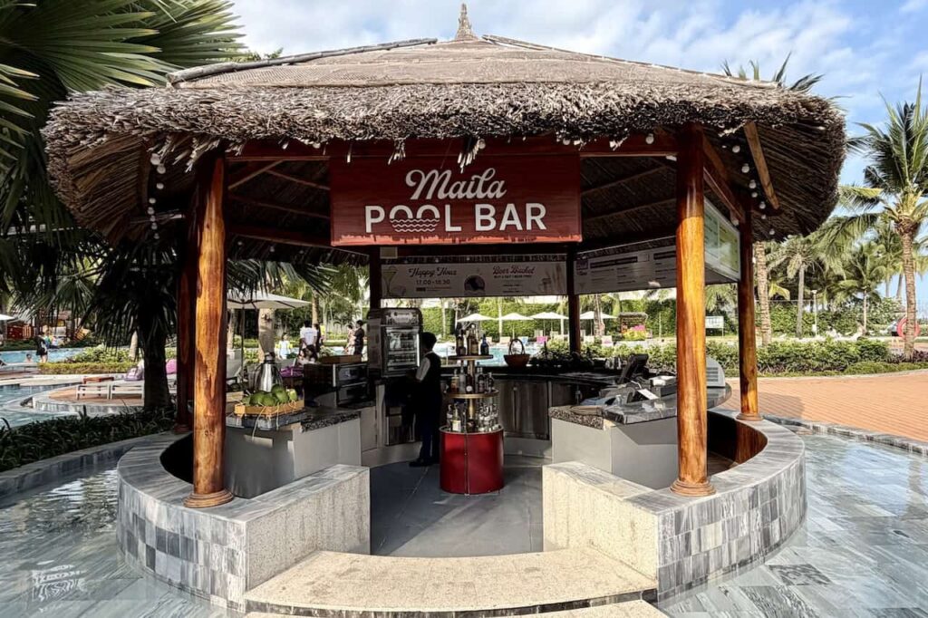 Maita Pool Bar beside the main swimming pool at Dhawa Ho Tram.