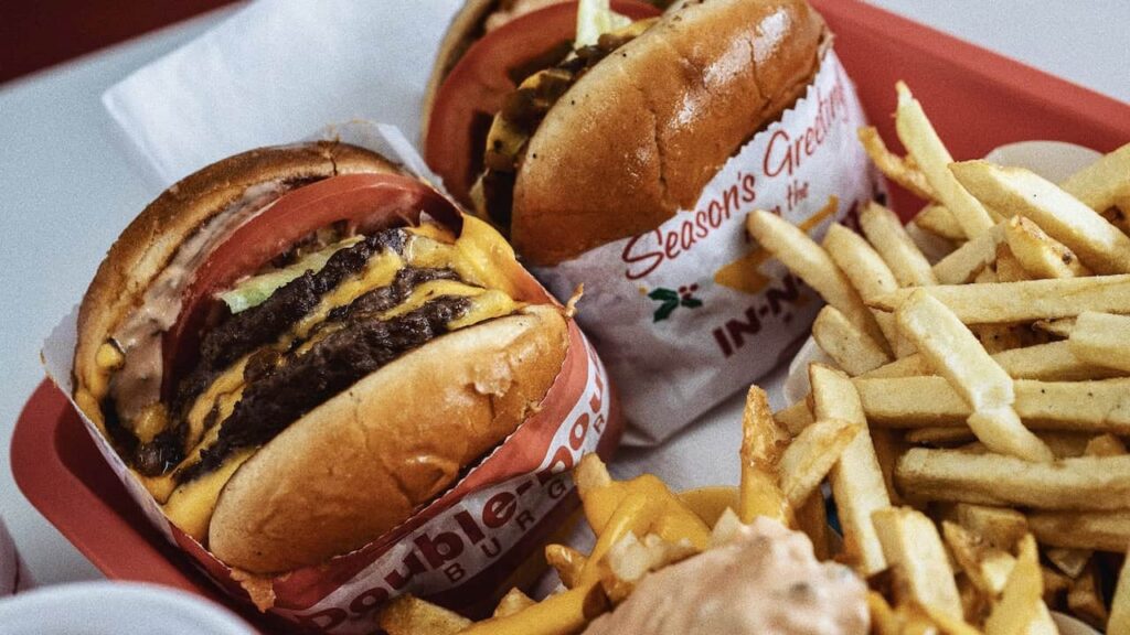 Burgers and fries representing casual food in Las Vegas